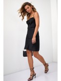 Rochie neagra din satin FG645